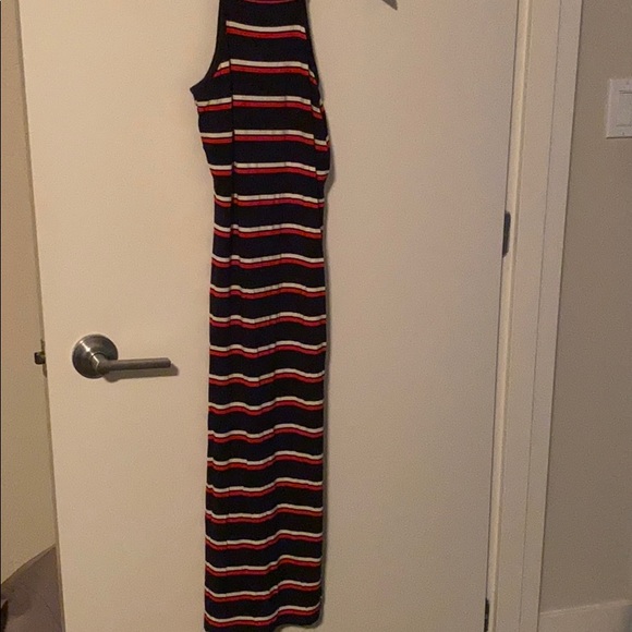 Stripes stretchy midi dress with side slit - Picture 1 of 2